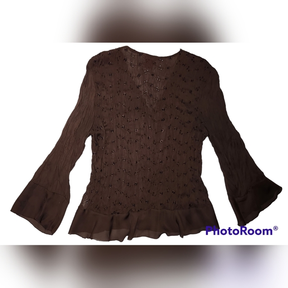 2000s Y2K brown Long sleeve top - Picture 2 of 3